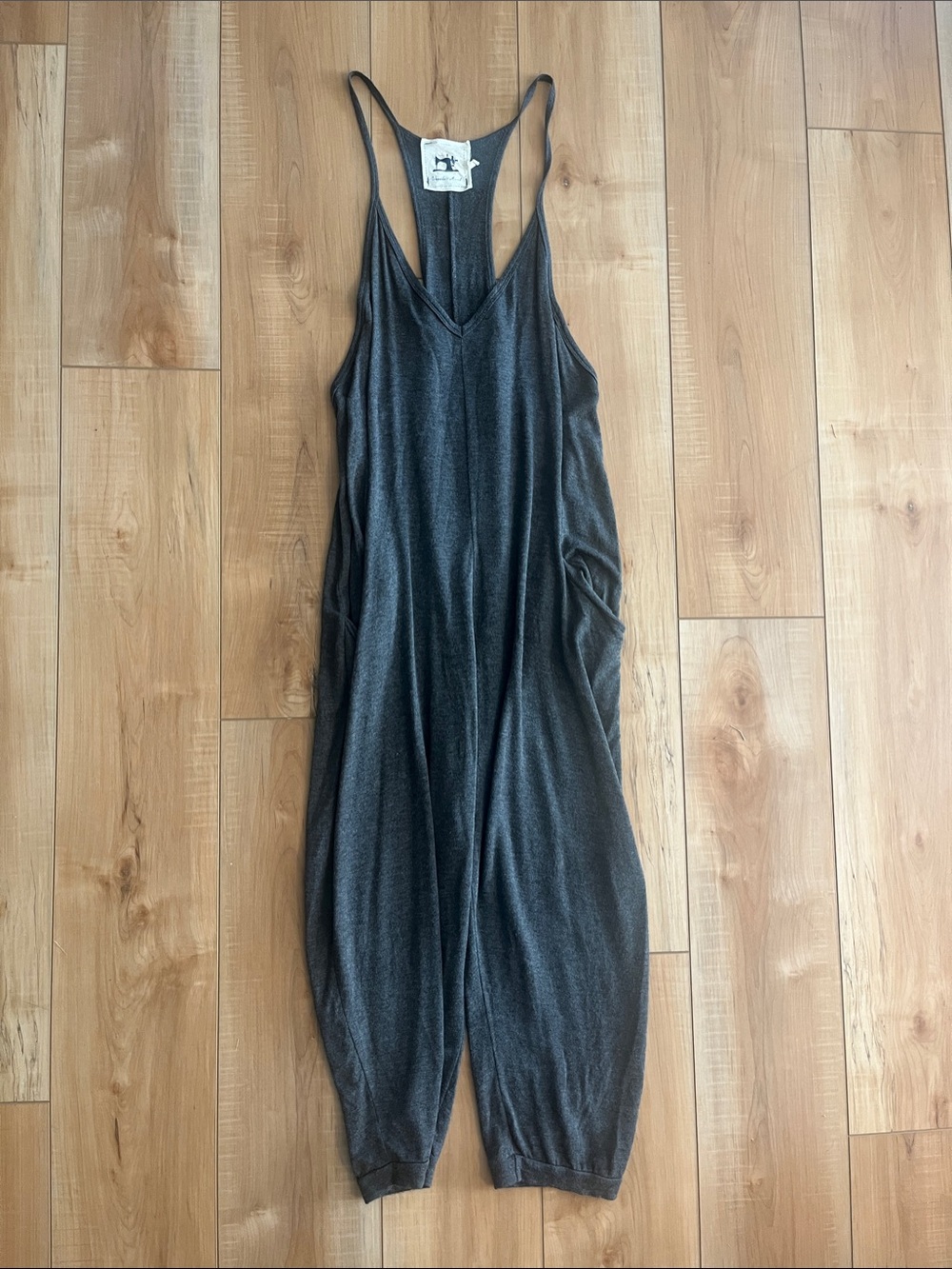 Relaxed Charcoal Gray Women's Cropped Jumpsuit